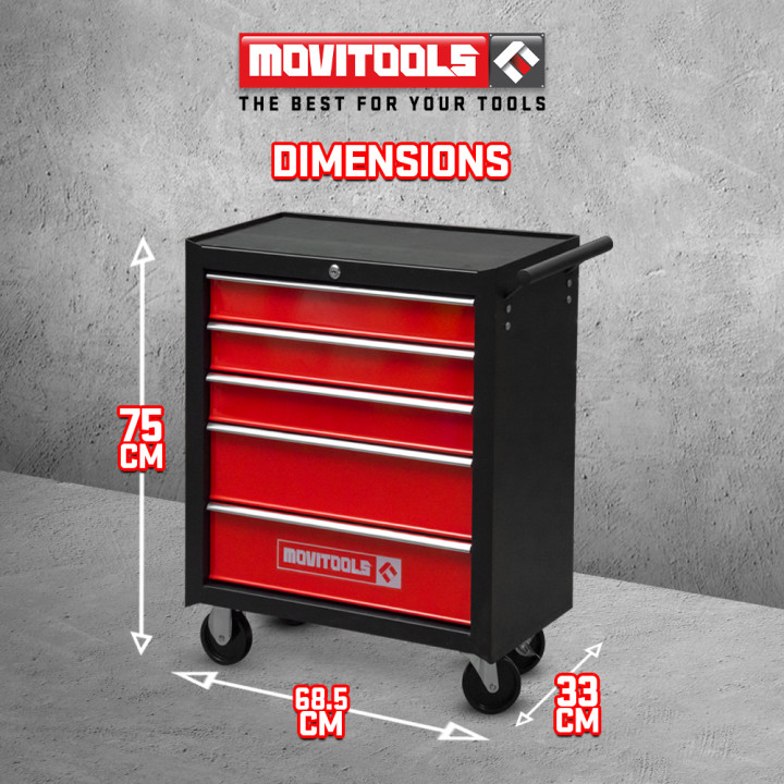 Servante d atelier métallique 5 tiroirs - Movitools