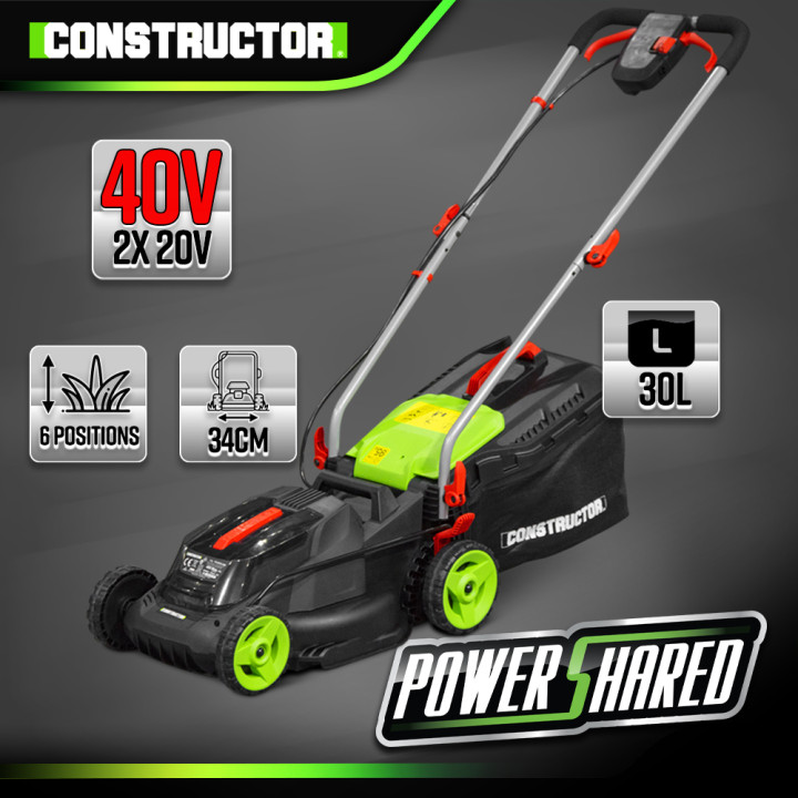 Tondeuse à gazon 40V (2x20V) 34 cm - Sans batterie - Constructor