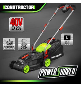 Tondeuse à gazon 40V (2x20V) 34 cm - Sans batterie - Constructor