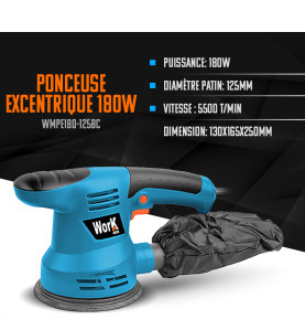 Ponceuse excentrique 180W - 125MM