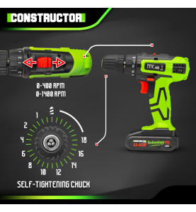 Perceuse visseuse 20V lithium-2 batteries - Chargeur rapide - Constructor