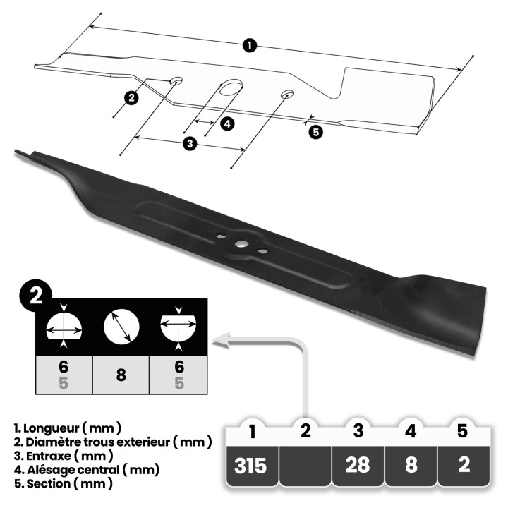 Lame 31.5cm pour tondeuse électrique Elem Garden