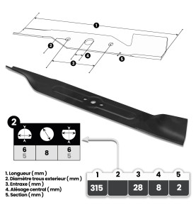 Lame 31.5cm pour tondeuse électrique Elem Garden