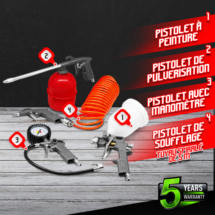 Kit d accessoires 5pcs pour compresseur - Construc