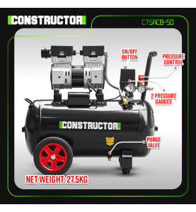 Compresseur 750W - 50L silencieux - 8 bars - Constructor