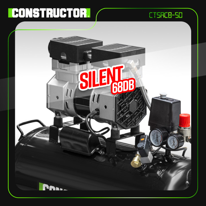 Compresseur 750W - 50L silencieux - 8 bars - Constructor