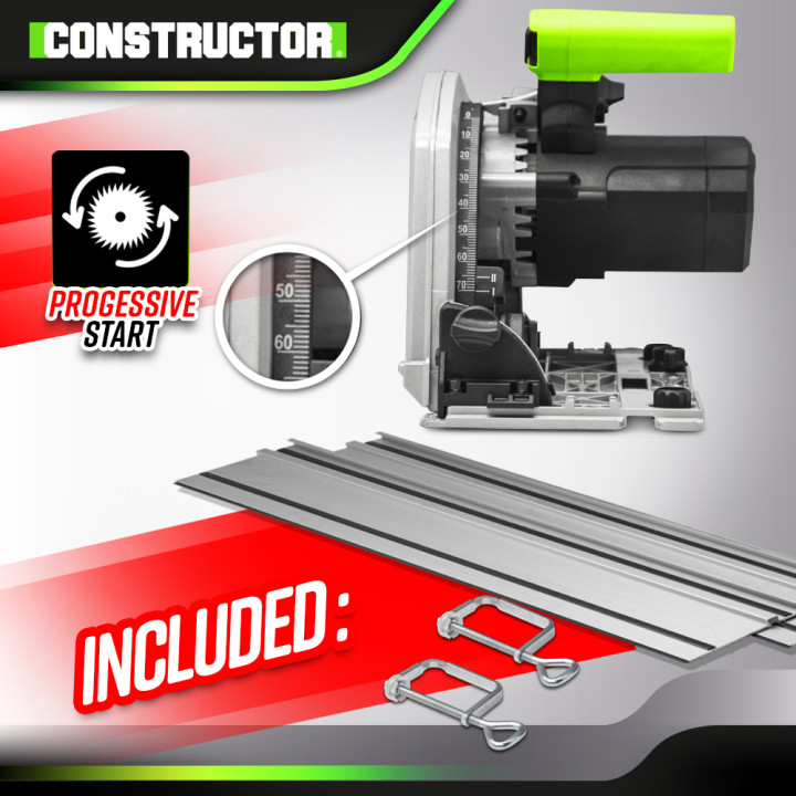 Scie circulaire plongeante 1400W avec rail de guidage - Lame 190mm 24 dents - Constructor