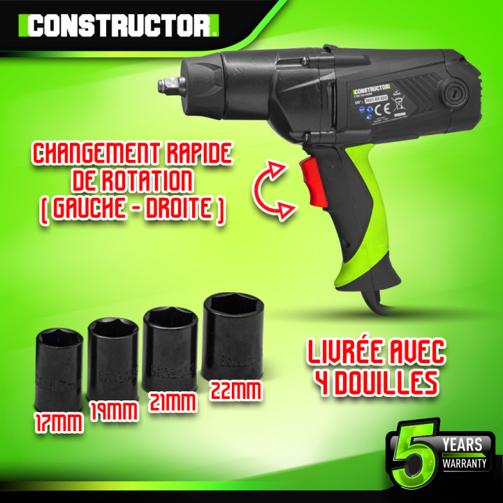 Boulonneuse à chocs 1100W - 450Nm - Rotation Avant et arrière - Coffret de transport
