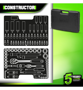 Coffre à douilles et embouts 94 pcs Chrome Vanadium  - Constructor