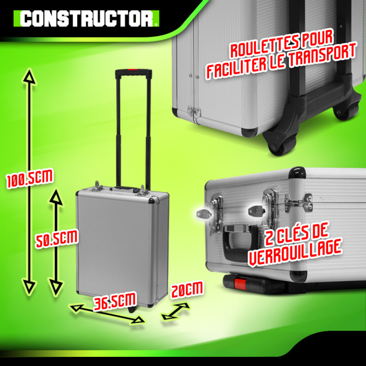 Trolley multi outils 820pcs avec poignée téléscopique - Constructor