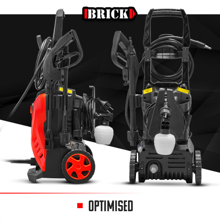Nettoyeur haute pression 1700W - 135 bars sur roues - Buse turbo et buse rotative - Brick