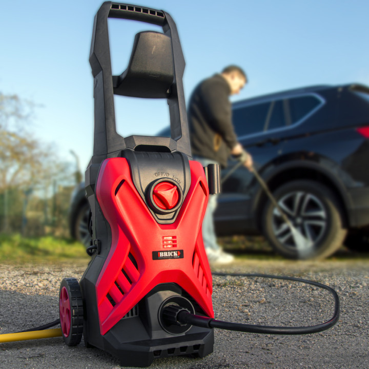 Nettoyeur haute pression 1700W - 135 bars sur roues - Buse turbo et buse rotative - Brick