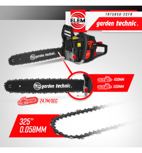 Tronçonneuse thermique 58CC - guide 50cm livrée avec 2 chaînes - Elem Garden