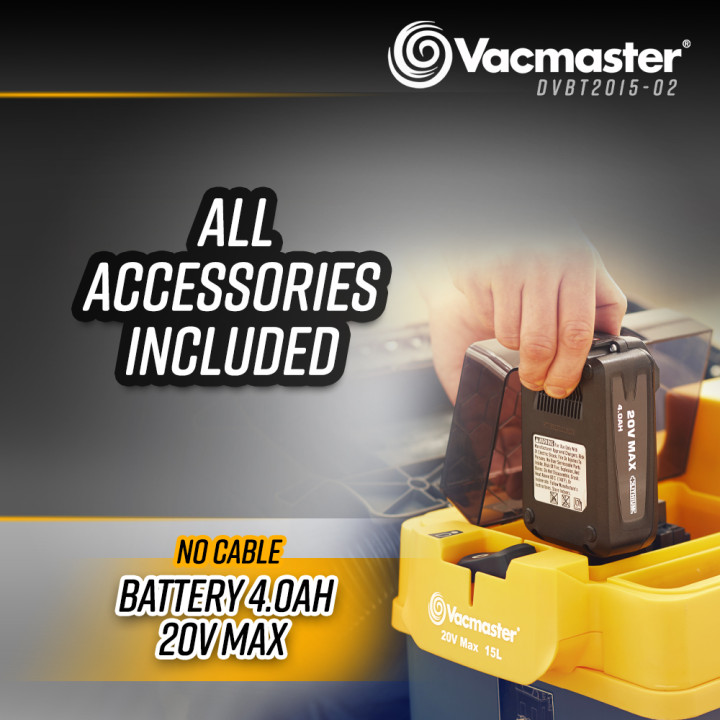 Aspirateur eau et poussières rechargeable 20V avec fonction soufflerie - Vacmaster Professional