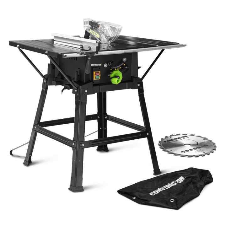 Table scie circulaire 2000W - 254mm - Livrée avec 2 lames (24 et 40 dents) - Constructor