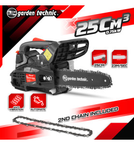 Elagueuse thermique 25cc - guide 25cm - 2 temps - Livrée avec 2 chaînes - Elem Garden