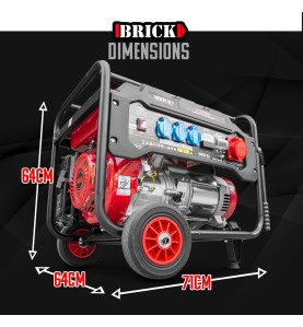 Groupe électrogène max 6000W avec roues et prise triphasée - Brick