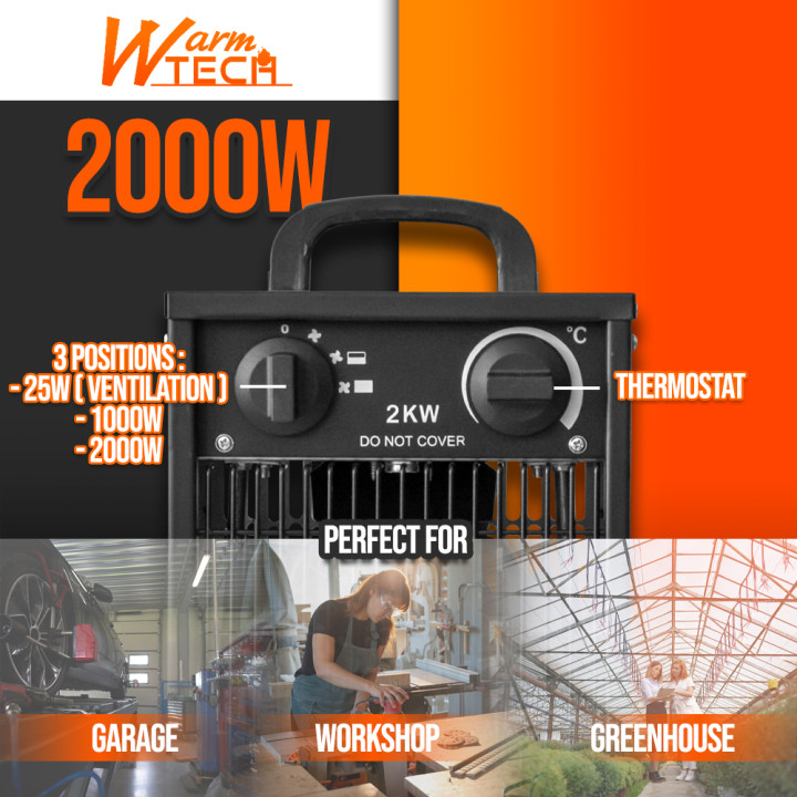 Chauffage d atelier 2000W avec thermostat - Warm Tech