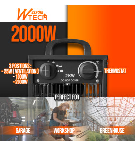 Chauffage d atelier 2000W avec thermostat - Warm Tech