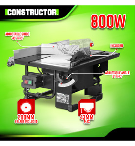 Scie circulaire sur table 800W - Lame 200mm 24 dents  - Constructor