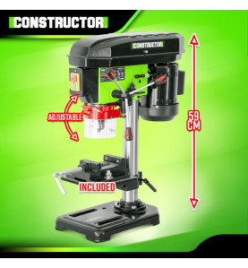Perceuse à colonne 350W avec étau et laser - 13mm - 5 vitesses - Constructor