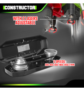 Perceuse à colonne 350W avec étau et laser - 13mm - 5 vitesses - Constructor