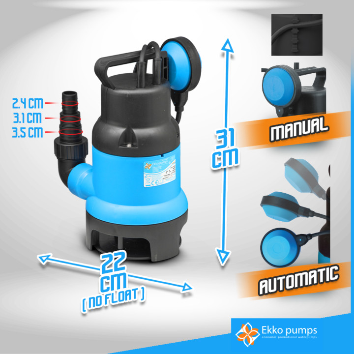 Kit pompe vide caves eaux chargées 400W + tuyau d évacuation 10M - Ekko Pumps