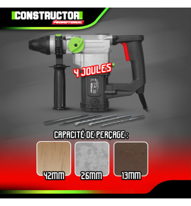 Marteau perforateur 800W + accessoires - 4 J - Constructor Promotional