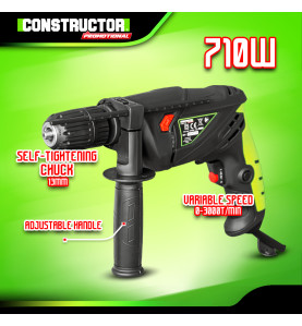 Perceuse percussion 710W - Mandrin autoserrant 13mm - Vitesse Variable  -  Constructor Promotional