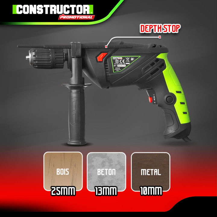 Perceuse percussion 710W - Mandrin autoserrant 13mm - Vitesse Variable  -  Constructor Promotional