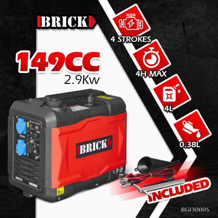 Groupe électrogène inverter silencieux max 2900W - 2 prises - Brick