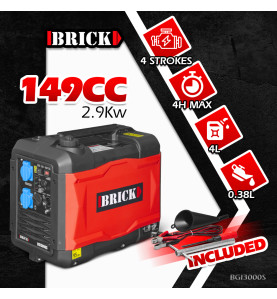Groupe électrogène inverter silencieux max 2900W - 2 prises - Brick