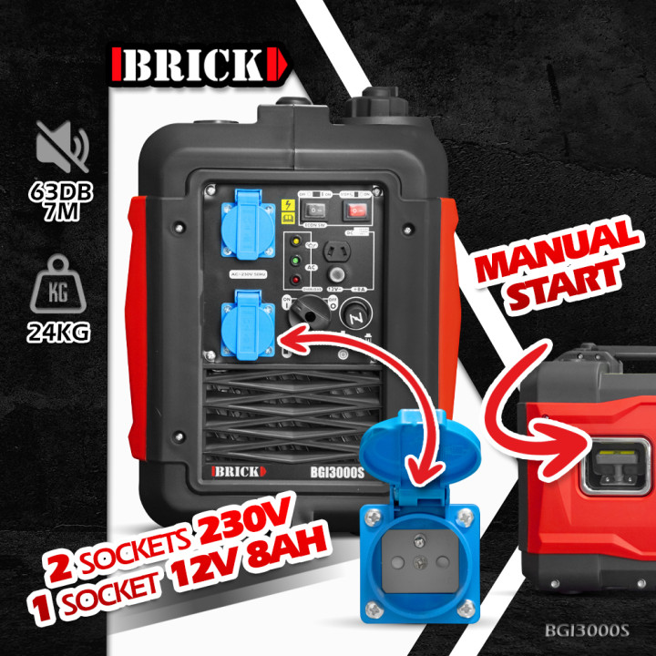 Groupe électrogène inverter silencieux max 2900W - 2 prises - Brick