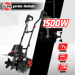 Motobineuse électrique 1500W - 6 fraises - 45cm - Elem Garden