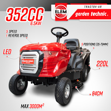Tracteur tondeuse 352cc - largeur de coupe 84cm - Elem Garden