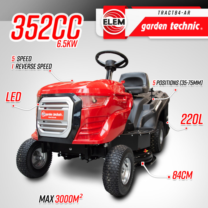 Tracteur tondeuse 352cc - largeur de coupe 84cm - Elem Garden