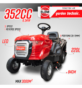 Tracteur tondeuse 352cc - largeur de coupe 84cm - Elem Garden
