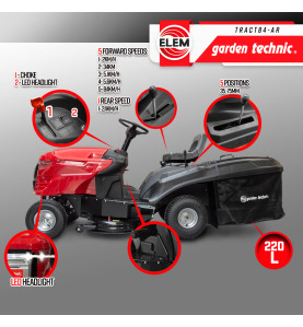 Tracteur tondeuse 352cc - largeur de coupe 84cm - Elem Garden