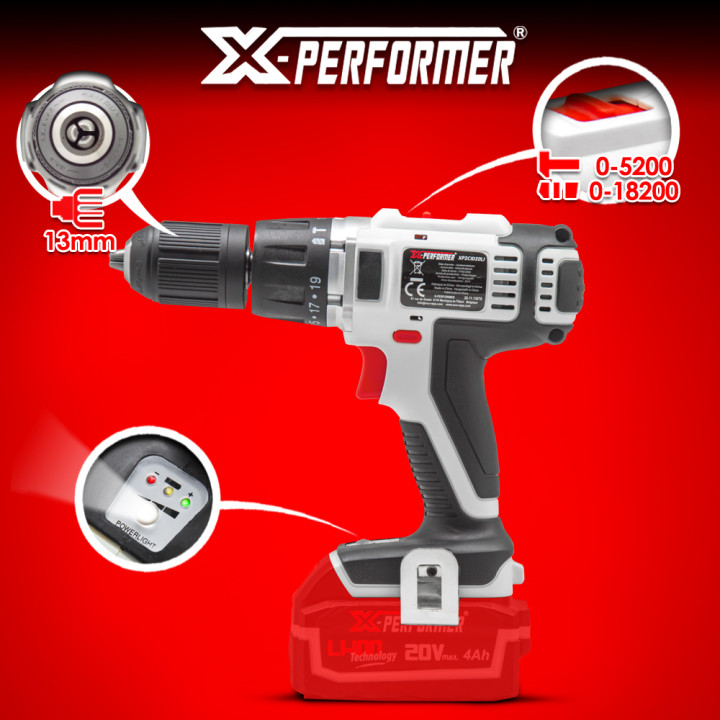 Perceuse visseuse percussion 20V livré sans batterie - X-Performer