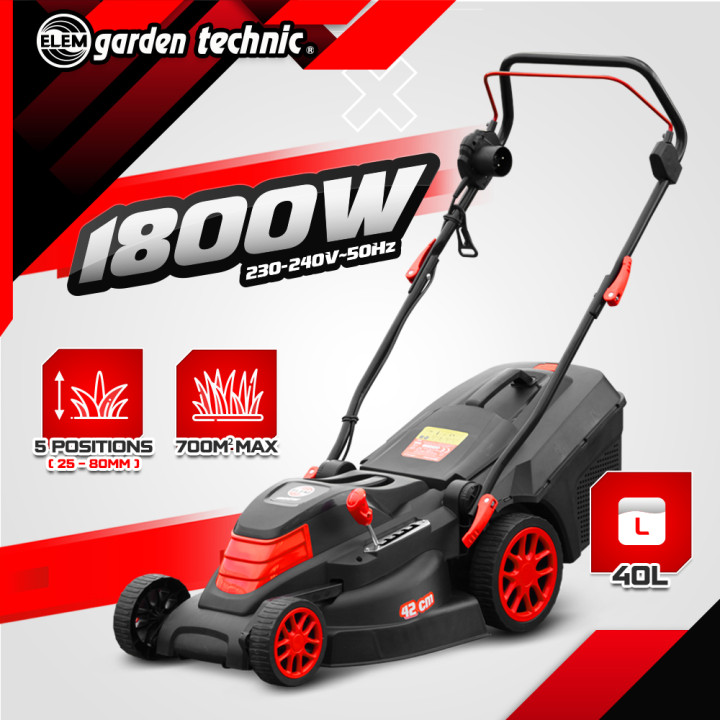 Tondeuse à gazon électrique 1800W - 42CM - Elem Garden