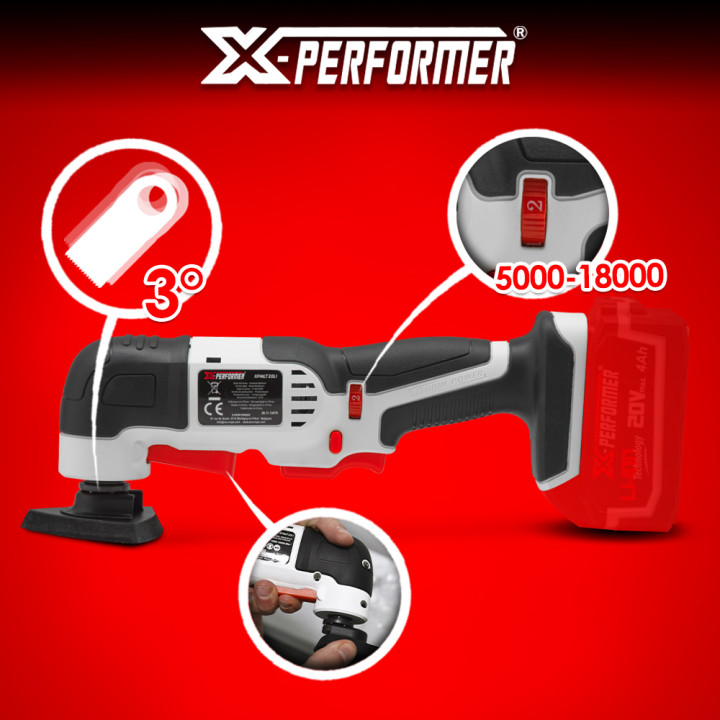 Outil multifonctions sans fil 20V + accessoires - Livré sans batterie - X-Performer
