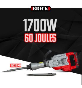 Marteau piqueur 1700W - 60 Joules avec coffret - Brick