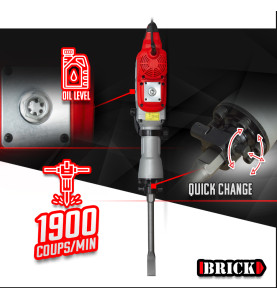 Marteau piqueur 1700W - 60 Joules avec coffret - Brick