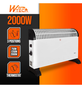 Chauffage mobile 2000W - 3 positions de chauffe - Avec Thermostat - Warm Tech