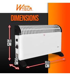 Chauffage mobile 2000W - 3 positions de chauffe - Avec Thermostat - Warm Tech