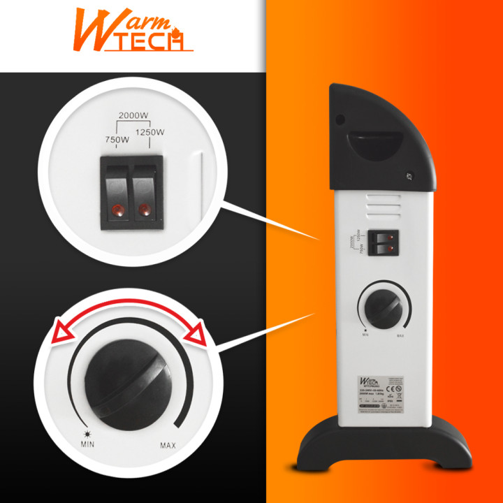 Chauffage mobile 2000W - 3 positions de chauffe - Avec Thermostat - Warm Tech