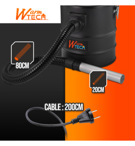 Vide cendres 800W 15L avec soufflerie - Warm Tech