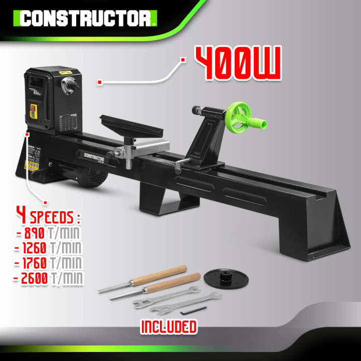 Tour à bois 400W - 1000mm - Constructor