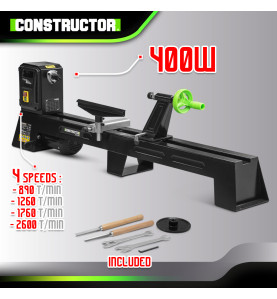 Tour à bois 400W - 1000mm - Constructor