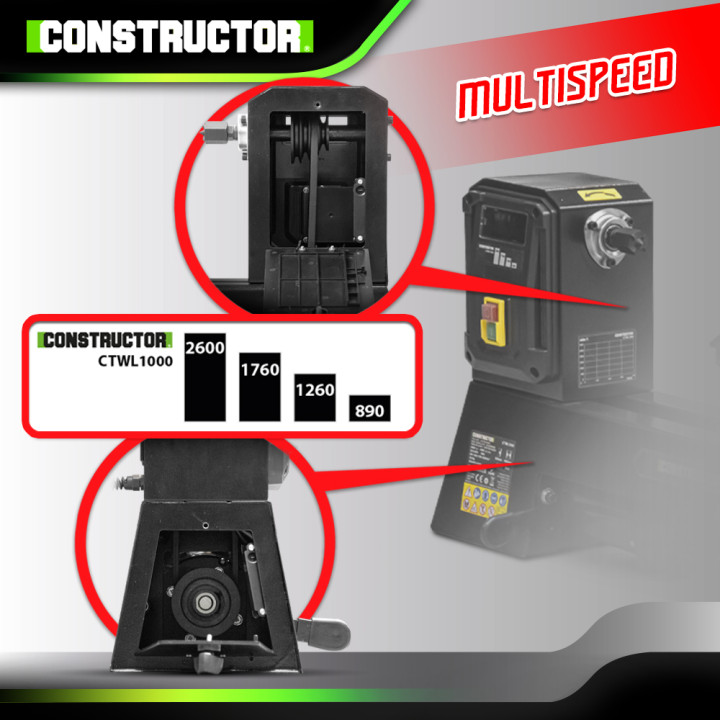 Tour à bois 400W - 1000mm - Constructor